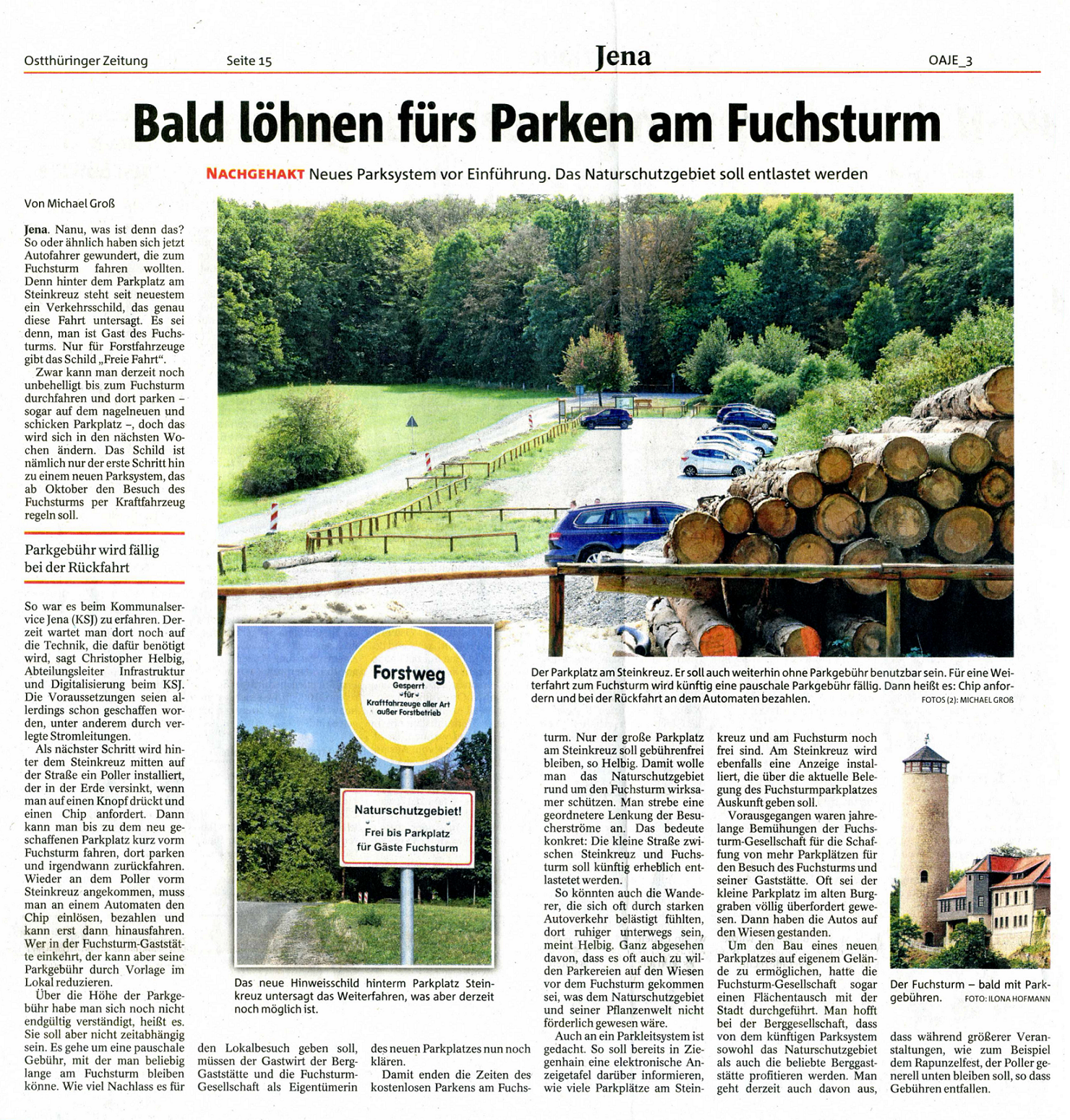 OTZ-Artikel vom 09.09.2019 Parken am Fuchsturm